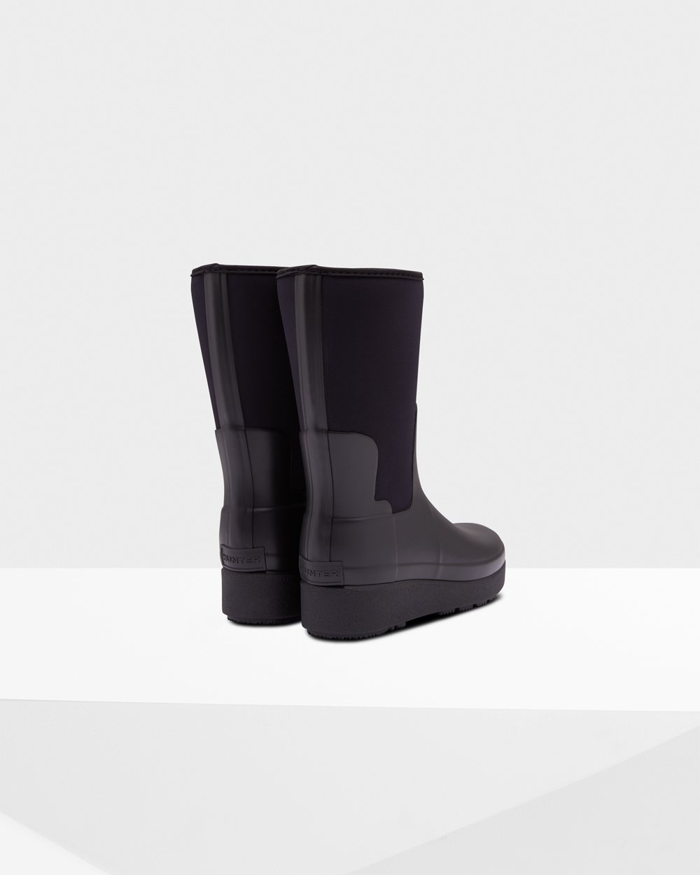 Womens Creeper Boots - Hunter Refined Slim Fit Neoprene Short (73DERQMTL) - Black
